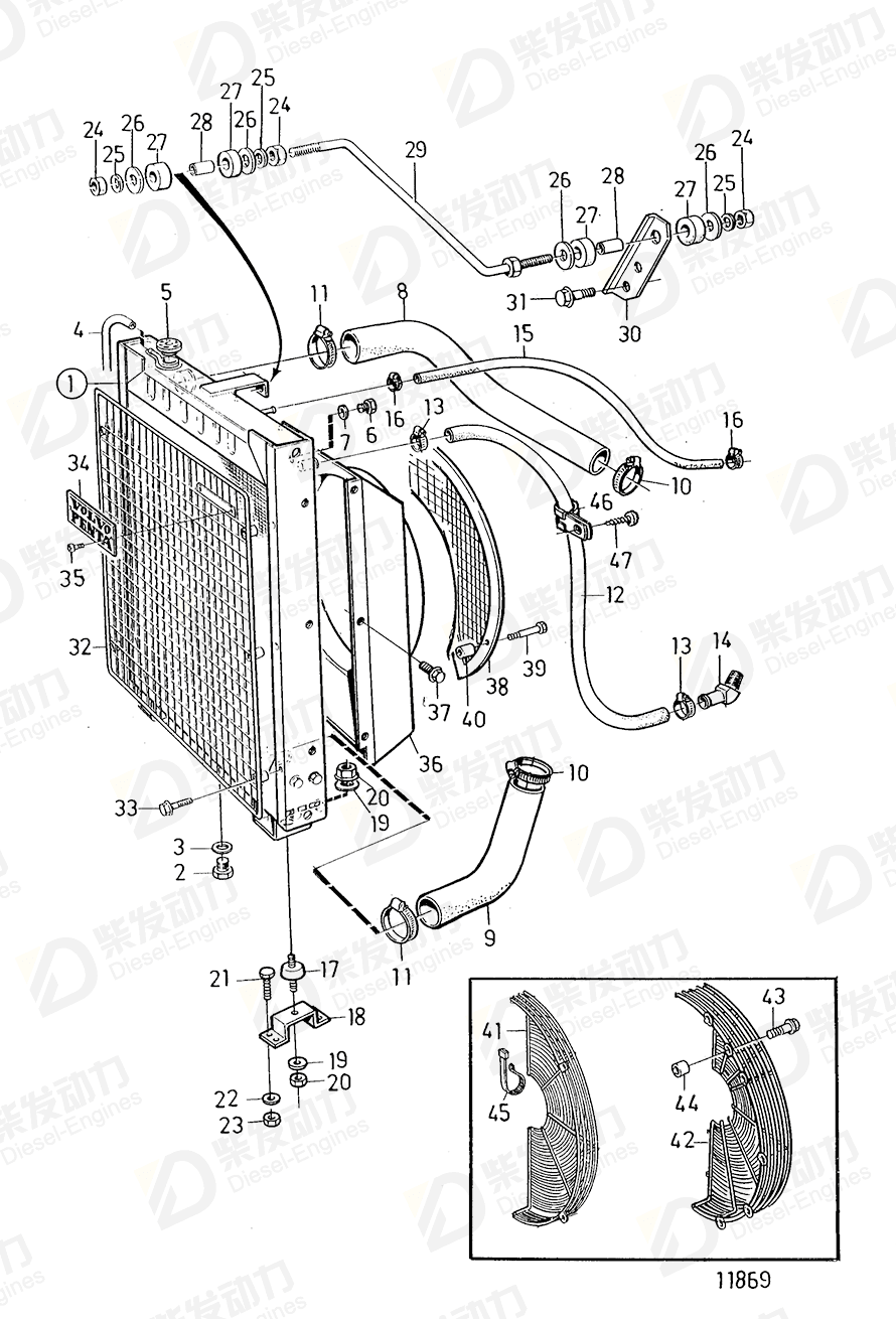 VOLVO Radiator 848904 Drawing